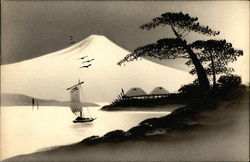 Mt Fuji - Lacquered Art Urushi Postcard