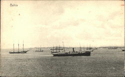 Ships off the Coast of Bahia Brazil Postcard Postcard