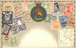 Persian Stamps - Iran Postcard