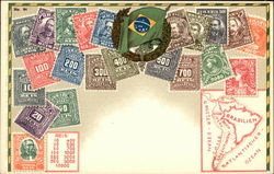 Brazilian Stamps Postcard