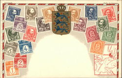 Danish Stamps Postcard