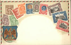 Mexican Stamps Postcard