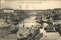 Le Port de Guerre et le Grand Pont Brest, France Postcard Postcard