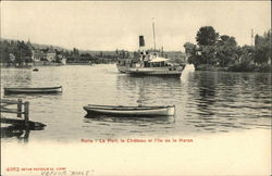 La Port, Le Chateau et L'ile de la Harpe Rolle, Switzerland Postcard Postcard