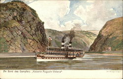 Steamer "Kaiserin Auguste Victoria" passing The Lorelei Postcard