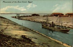 Panorama of the Suez Canal Postcard