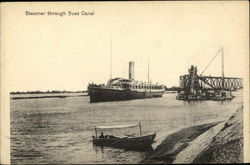 Steamer through Suez Canal Egypt Africa Postcard Postcard