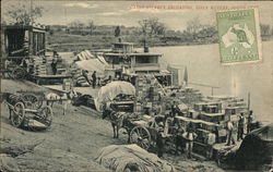 Cargo Steamer Unloading, River Murray, South Australia Postcard