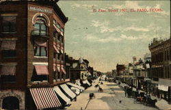 El Paso Street 1907 Texas Postcard Postcard Postcard