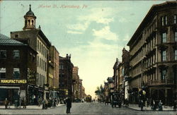 Looking Along Market St. Postcard