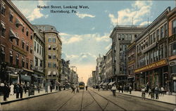 Market Street Looking West Postcard