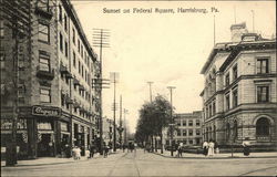 Sunset on Federal Square Postcard