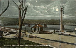 Market Street Bridge by Moonlight Harrisburg, PA Postcard Postcard Postcard