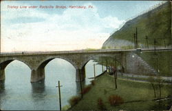 Trolley Line Under Rockville Bridge Postcard