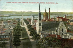 State Street and View of Susquehnna River Harrisburg, PA Postcard Postcard Postcard