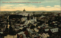 Bird's-Eye View of City, Showing Capitol Harrisburg, PA Postcard Postcard Postcard