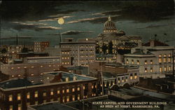 State Capitol and Government Buildings as Seen at Night Postcard