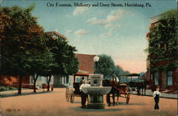 City Fountain, Mulberry and Derry Streets Postcard