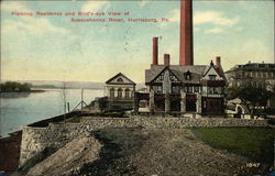 Fleming Residence and Bird's-Eye View of Susquehanna River Harrisburg, PA Postcard Postcard Postcard