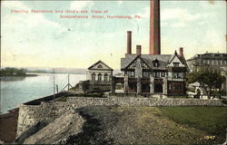 Fleming Residence and Bird's-eye View of Susquehanna River Harrisburg, PA Postcard Postcard Postcard