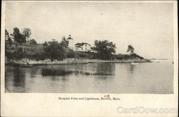 Hospital Point and Lighthouse Beverly, MA Postcard