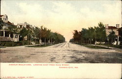 Armour Boulevard, Looking East from Main Street Postcard