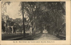 West Street and Thayer Library Building Postcard