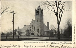 View of Congregational Church Wakefield, MA Postcard Postcard Postcard