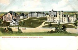 Worcester Academy Buildings Postcard