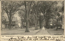 East Main Street and Washburn Library Postcard