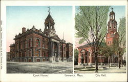 Court House and City Hall Lawrence, MA Postcard Postcard Postcard