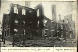 Ruins of the Great Chelsea Fire, Highland Street School Boston, MA Postcard Postcard Postcard