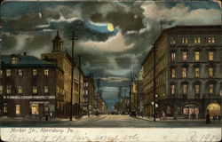 Night View of Market Str. Harrisburg, PA Postcard Postcard Postcard