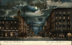 Market Street at Night Harrisburg, PA Postcard Postcard Postcard