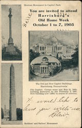 Views of Harrisburg Monuments Postcard