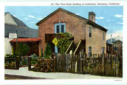 The First Brick Building In California Postcard