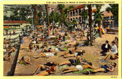 Sun Bathers On Beach At Avalon Santa Catalina Island, CA Postcard Postcard