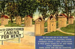 Air Conditioned Cabins For Rent - outhouses Postcard