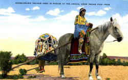 Horse -Drawn Travois Used In Parade At The Annual Crow Indian Fair Native Americana Postcard Postcard