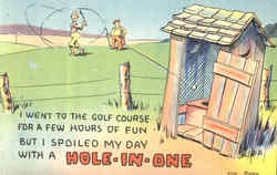 Hole In One - outhouse Postcard