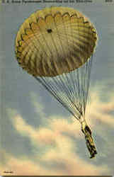 U. S. Army Paratrooper Descending On His Objective Postcard