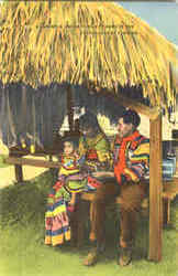 A Seminole Indian Family At Home In The Everglades Of Florida Native Americana Postcard Postcard