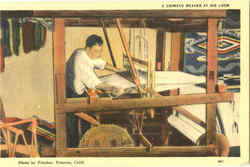 A Chimayo Waver At His Loom Native Americana Postcard Postcard