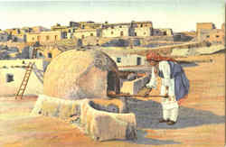 Pueblo Indian Woman Baking Bread Postcard