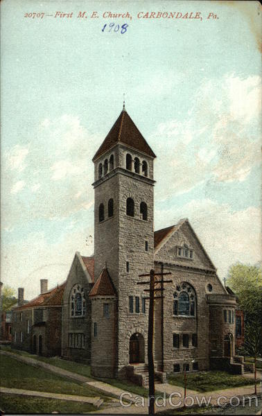 First M.E. Church Carbondale, PA Postcard