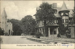 Presbyterian Church and Majors Inn Postcard