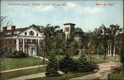 Amherst College - President's House, College Library, College Hall Postcard