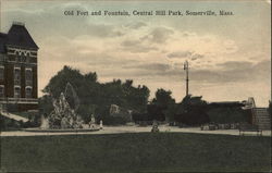 Old Fort and Fountain, Central Hill Park Somerville, MA Postcard Postcard Postcard