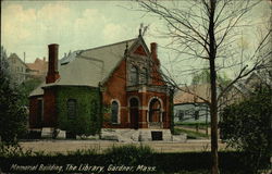 Memorial Building, The Library, Gardner, Mass. Postcard