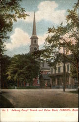 Bethany Congregational Church and Union Block Foxboro, MA Postcard Postcard Postcard